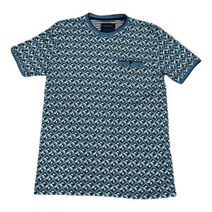 Denim & Flower Ricky Singh Shirt Mens Small Geometric Print Pocket Tee
